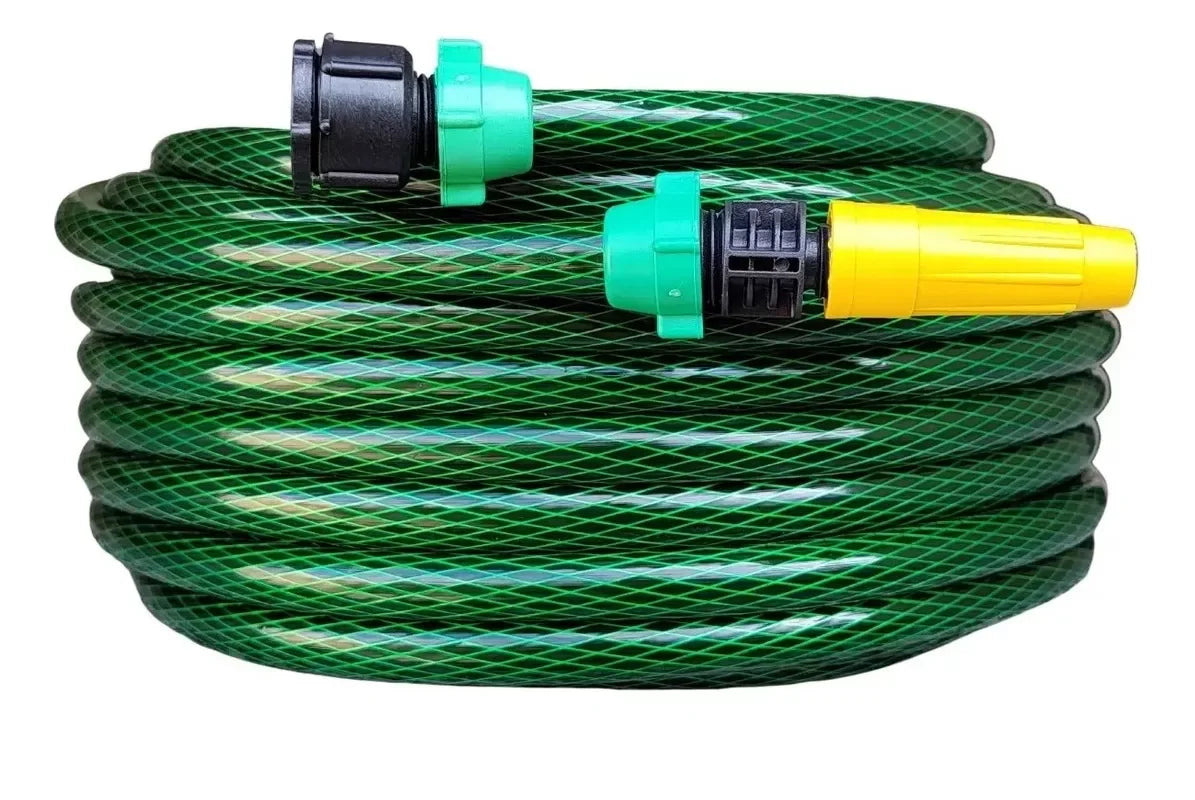 Mangueira Trançada de PVC Reforçada com Esguicho – Durável e Flexível para Jardim