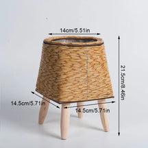 Suporte de Flores em Rattan – Design Nórdico Elegante para Jardim e Sala