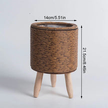 Suporte de Flores em Rattan – Design Nórdico Elegante para Jardim e Sala