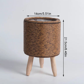 Suporte de Flores em Rattan – Design Nórdico Elegante para Jardim e Sala