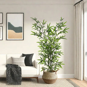 Folhas Artificiais de Bambu Verde 130-210cm – Folhagem Decorativa