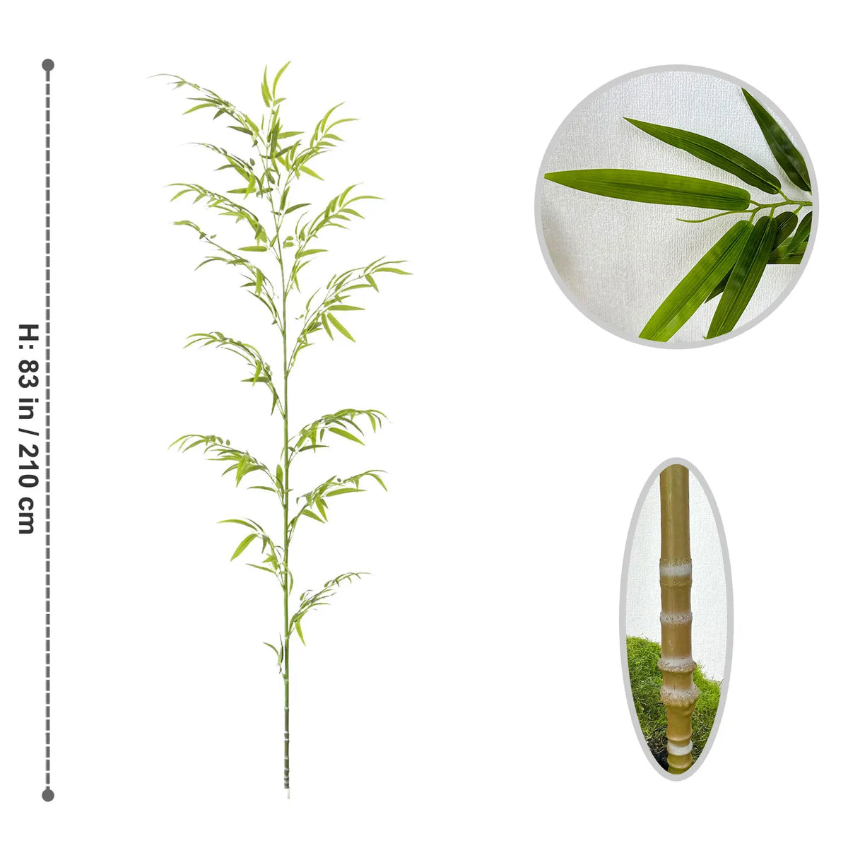 Folhas Artificiais de Bambu Verde 130-210cm – Folhagem Decorativa