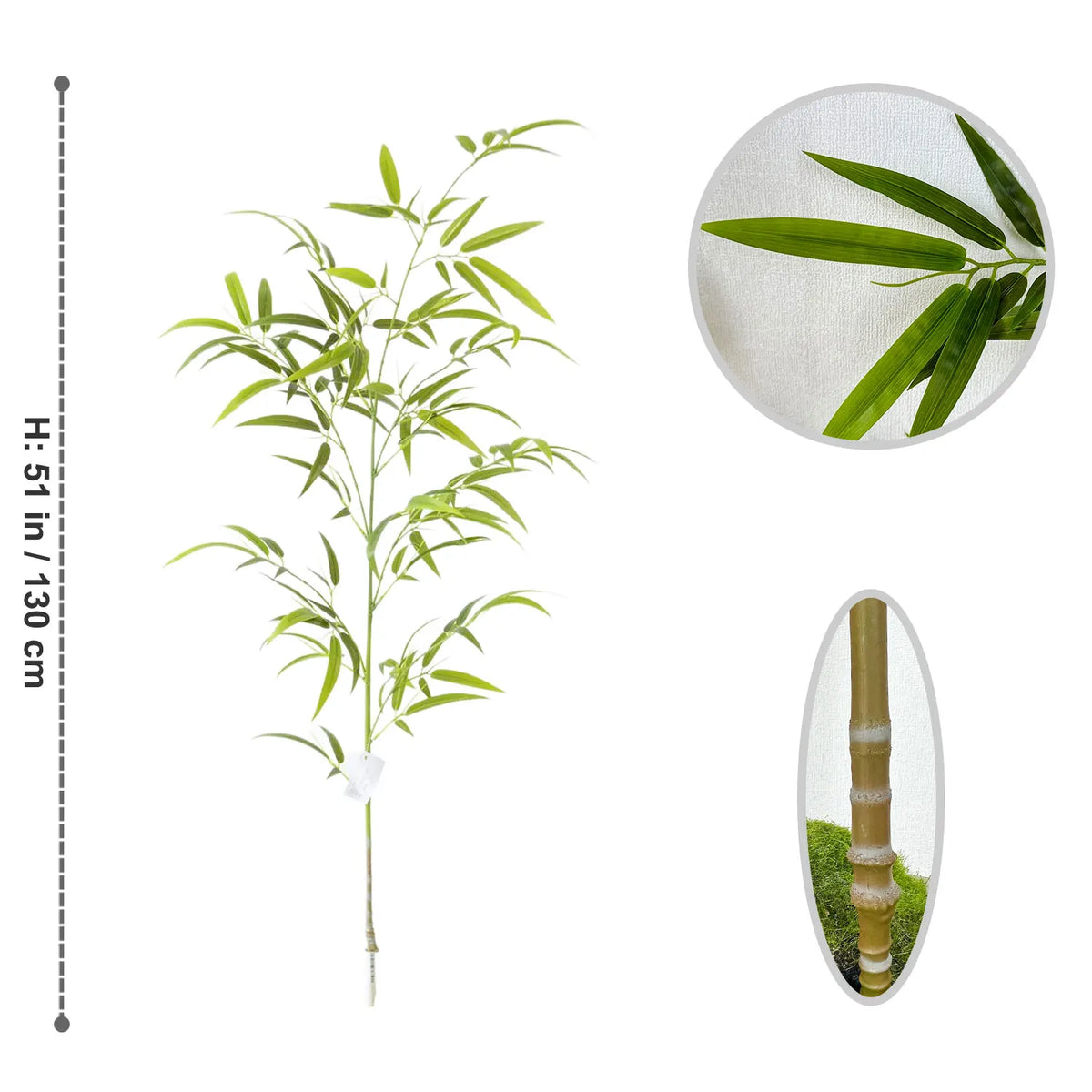 Folhas Artificiais de Bambu Verde 130-210cm – Folhagem Decorativa