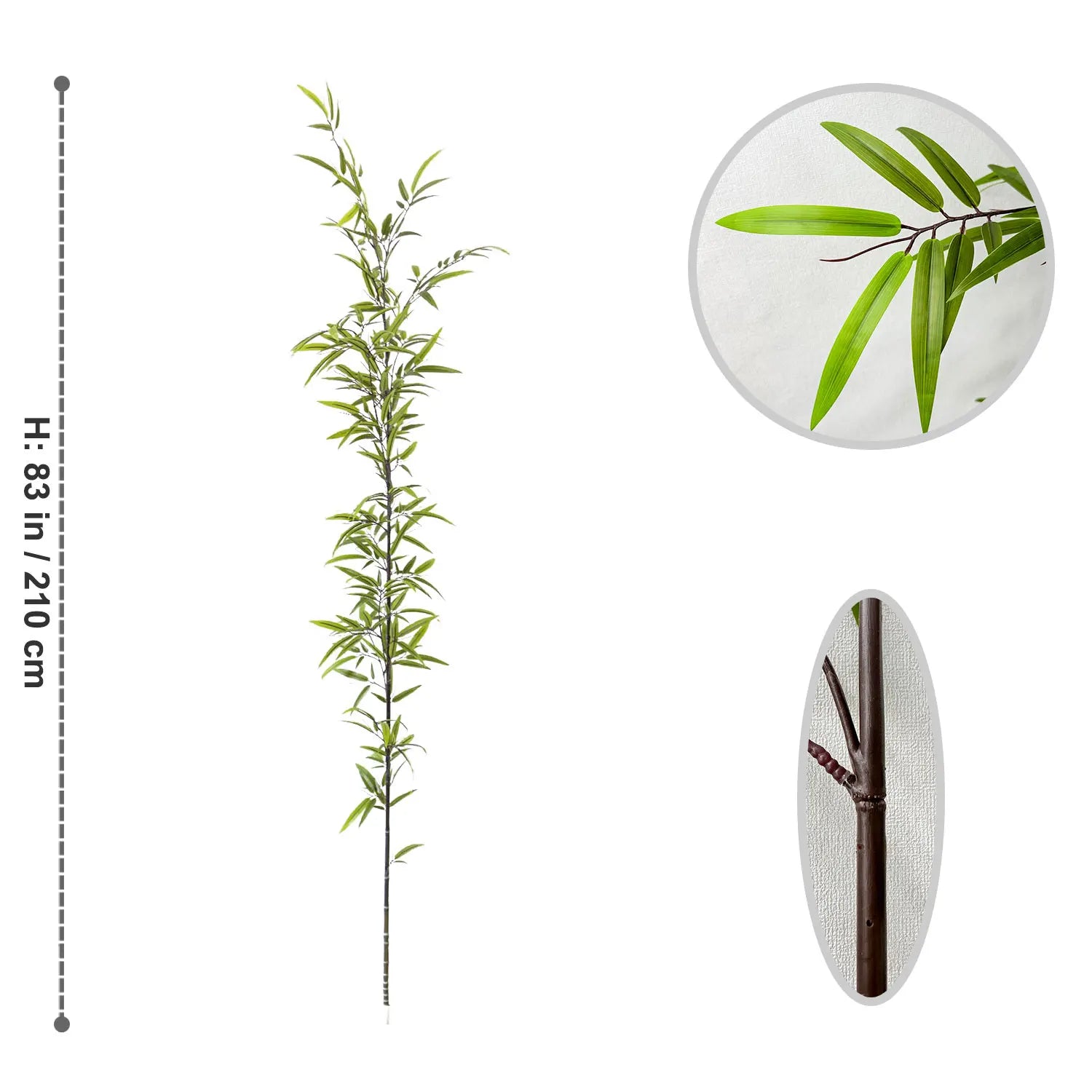 Folhas Artificiais de Bambu Verde 130-210cm – Folhagem Decorativa