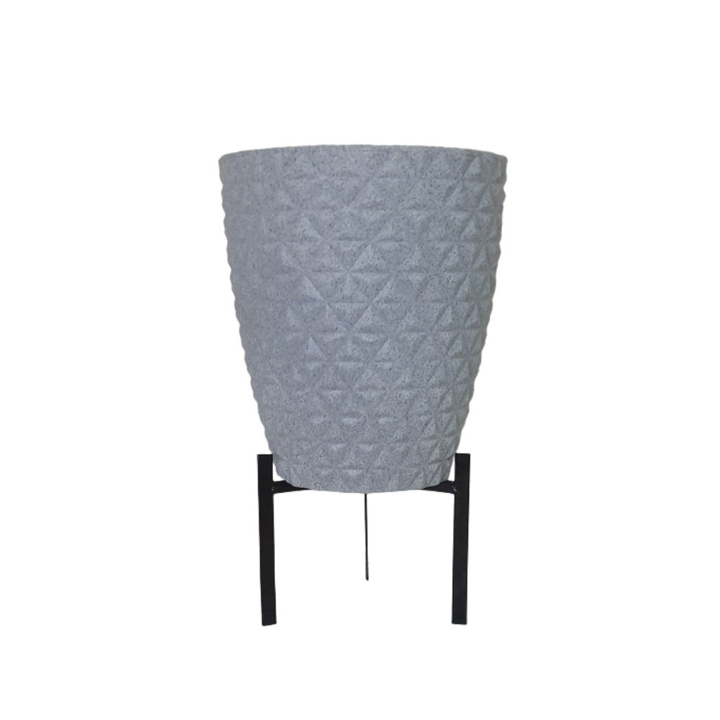 Vaso para planta coluna diamante redonda pp com prato e suporte