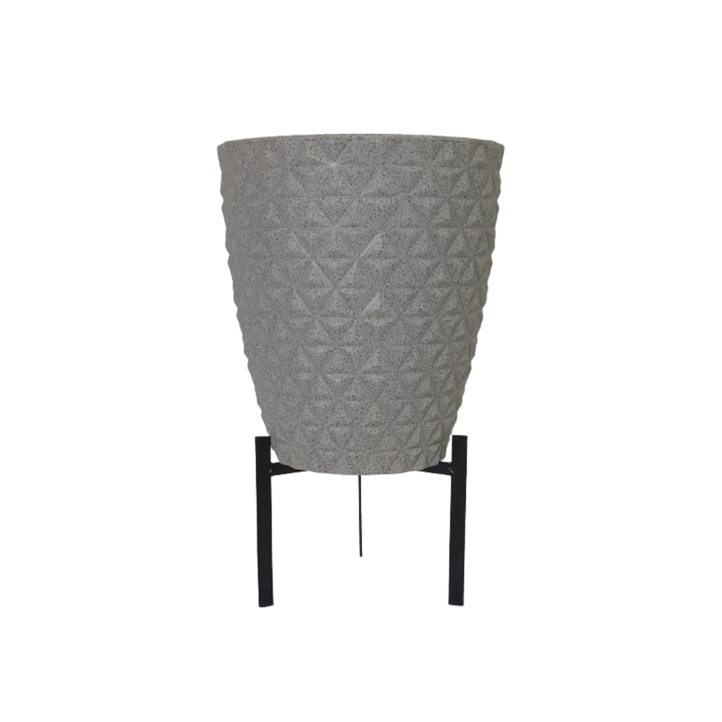 Vaso para planta coluna diamante redonda pp com prato e suporte