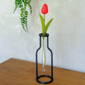 Vaso Minimalista com 2 Hastes de Costela-de-Adão