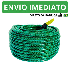 Mangueira Trançada de PVC Reforçada com Esguicho – Durável e Flexível para Jardim