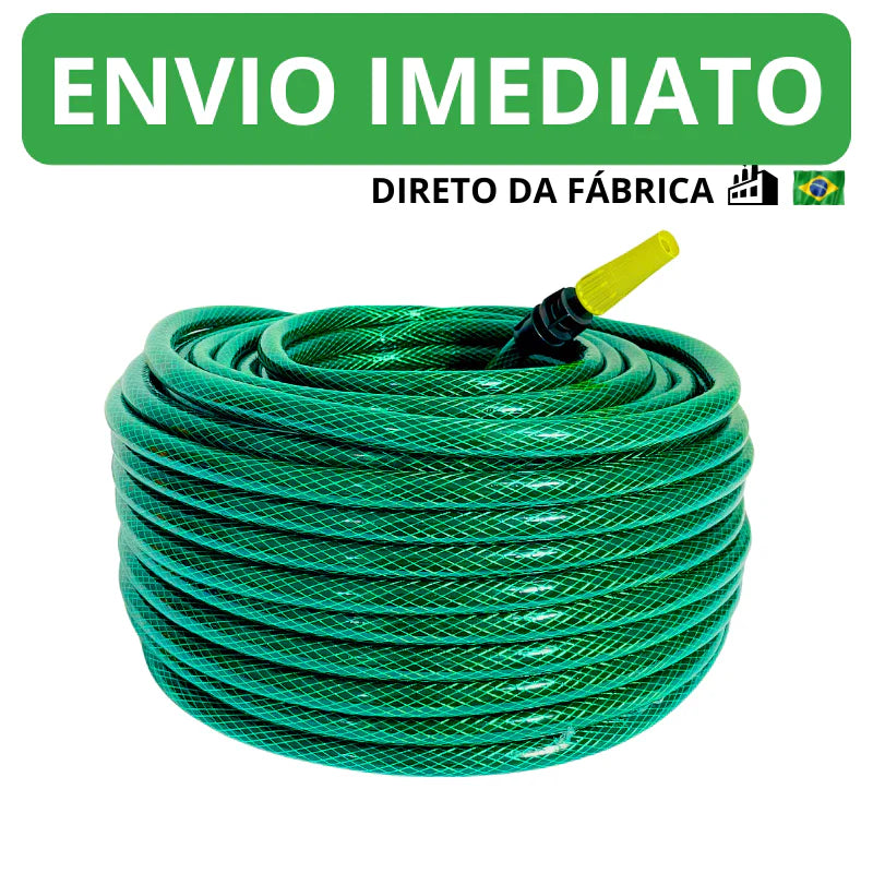 Mangueira Trançada de PVC Reforçada com Esguicho – Durável e Flexível para Jardim