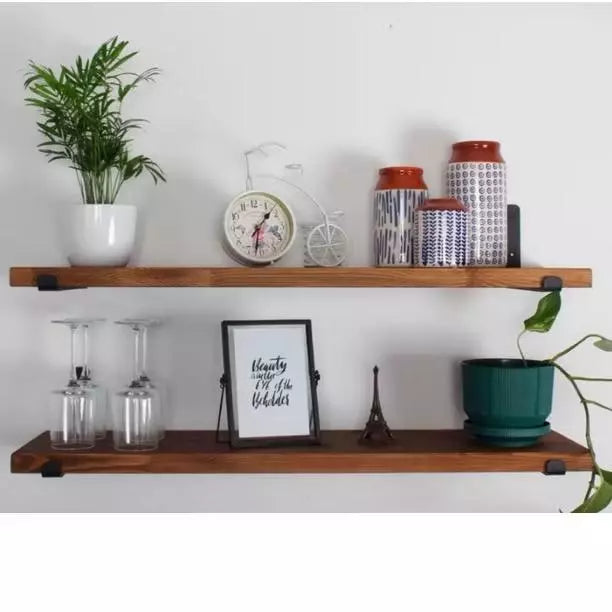 6 Prateleiras Grandes Industriais com Suporte de Ferro Invertido - Nicho para Decoração Rústica e Moderna