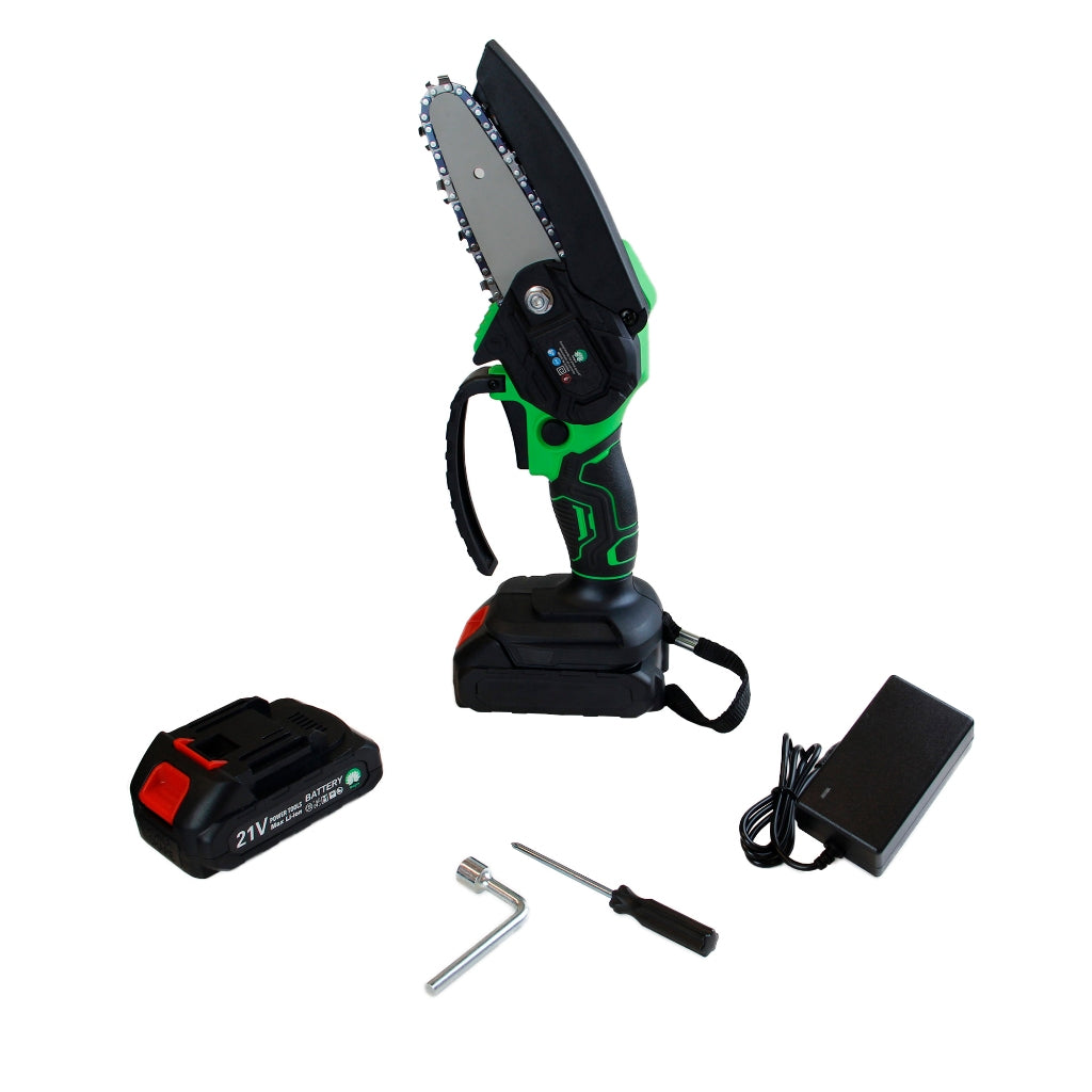 Mini Motosserra Elétrica Portátil Sem Fio Bivolt 110v/220v 4 Polegadas 2 Baterias e Maleta Hagra